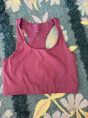 NWOT Girlfriend Collective Paloma ribbed sports bra Plum Size Medium racerback